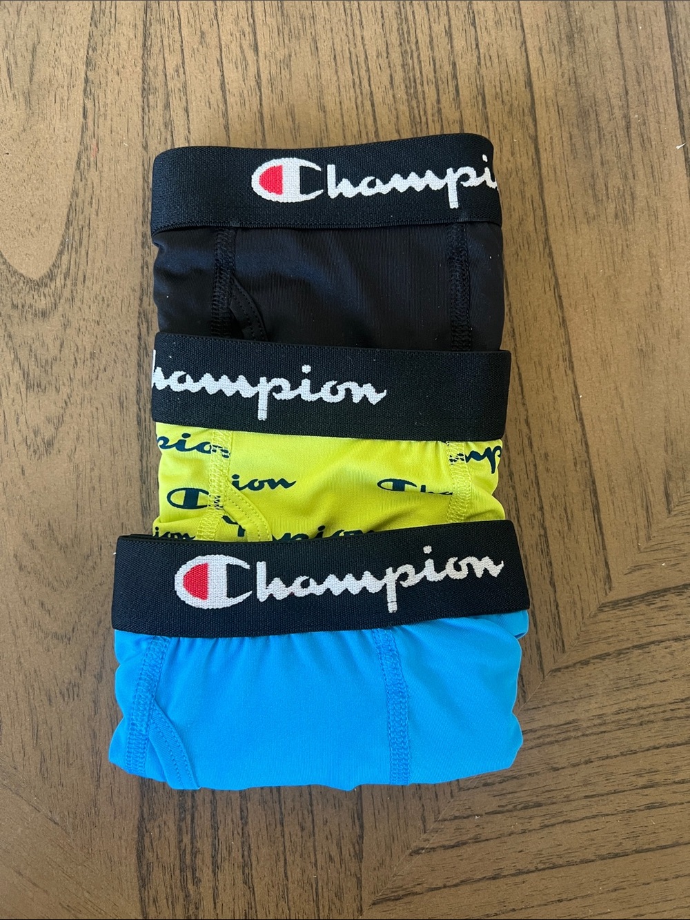 Champion Boys Large 3-Pack Briefs — Black, Neon Yellow, Bright Blue